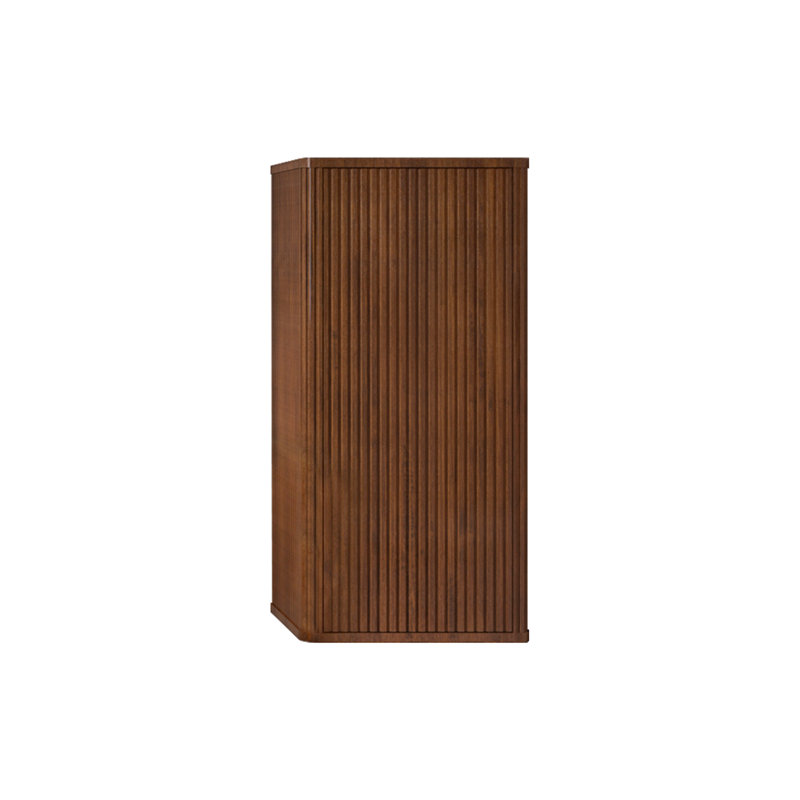 Striped Bathroom Floating Side Cabinet, Wall-Mounted Storage Cabinet For Small Spaces, Pre-Assembled, Walnut