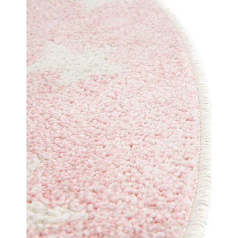 Tapis pour enfant rose / ivoire Whimsy Stars, Rond 3 pi 3 po