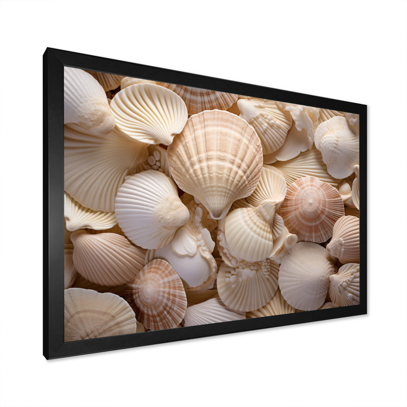 Beige palourde, coquillage, symphonie I - impression, H 12 po x l 20 po x P 1 po, Cadre photo noir