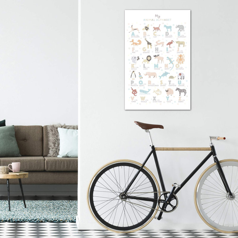 «Neutral Animal Alphabet», reproduction d'impression, H 18 po x l 12 po x 1,5 po, Toile tendue, Pas de tapis