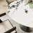 Simplistic Circular-shaped Stone Dining Table for 4 Black Dining Room Table With Mirror-1427200308