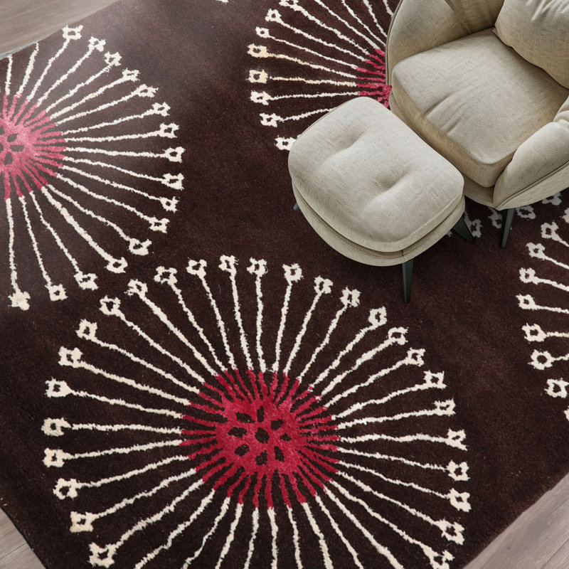 Brown Hand Tufted Floral Wool Multi Sizes Transitional Area Rug, Rectangle 8'3" x 11'
