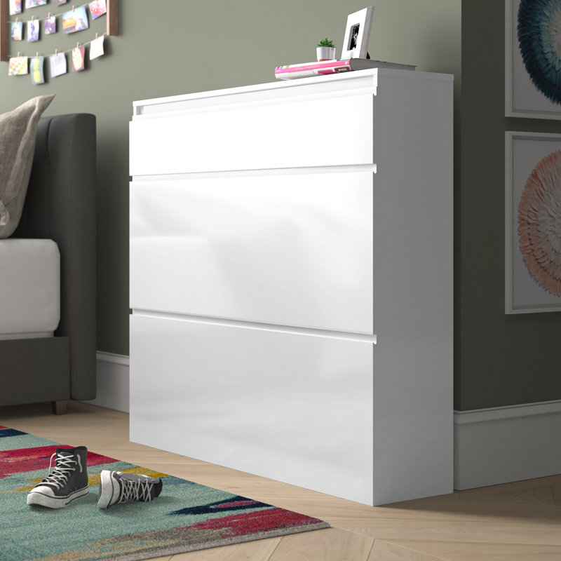 Giammaria 24 Pair Flip Down Shoe Storage, Glossy White