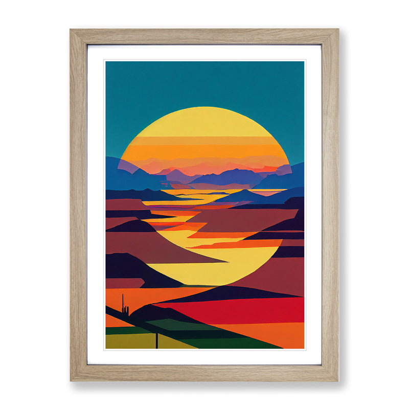Boundless Sunset - Print, Oak Framed, White, 66cm H x 48cm W x 2cm D