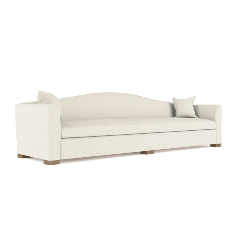 Horatio Camelback Taper Curved-Arm Loveseat, Box Weave Linen Alabaster, 33" H x 72" W x 36" D, Weathered