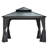 12'X12' Hardtop Gazebo Canopy,Outdoor Aluminum Gazebo With Galvanized Steel Double Roof,Permanent Gazebos With Drainage System,Curtain And Netting Included,Grey