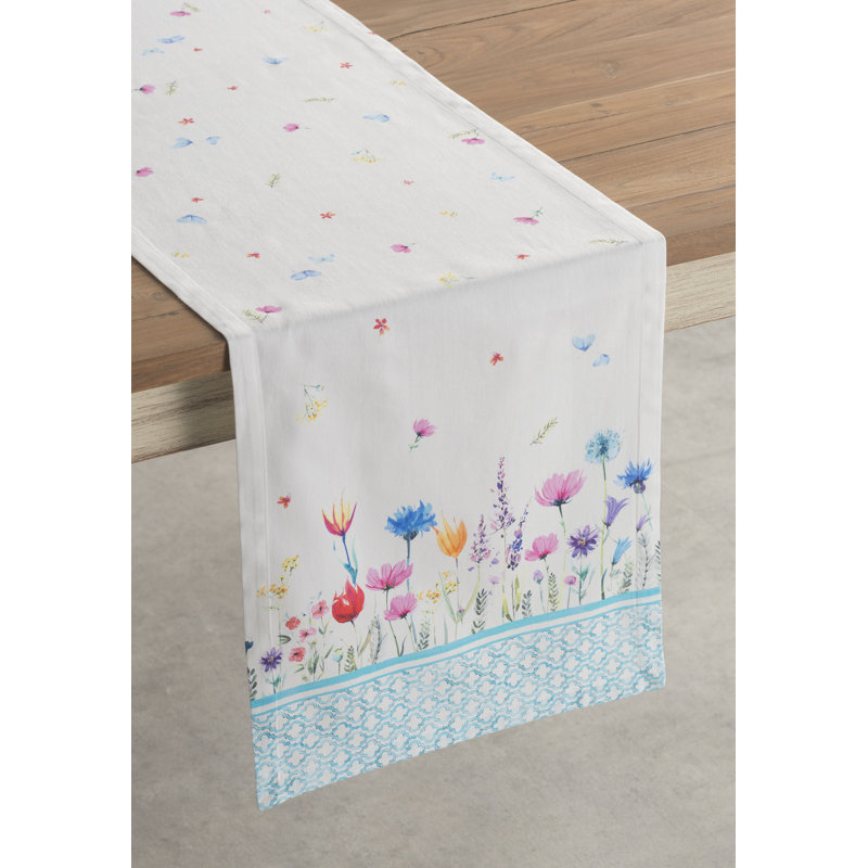 Maison d'Hermine Flower In The Field 100% Cotton Table Runner - Double Layer - 14.5" x 108", 108" L x 14.5" W