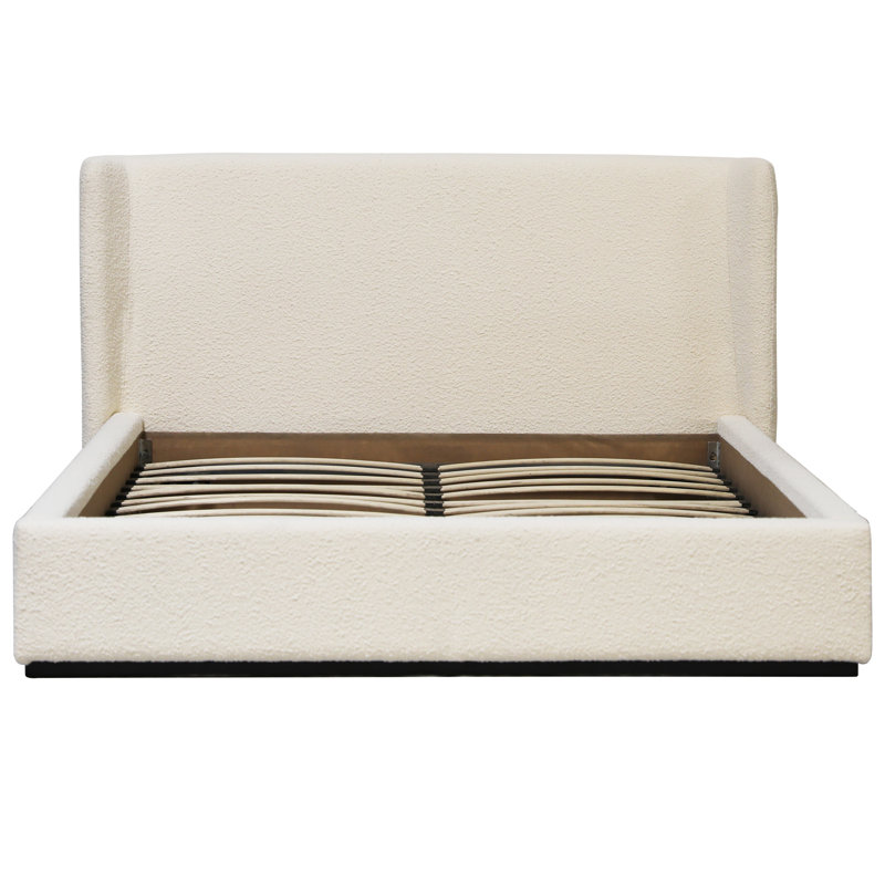 Lit plateforme tapissier Wolcott, Crème, Grand lit