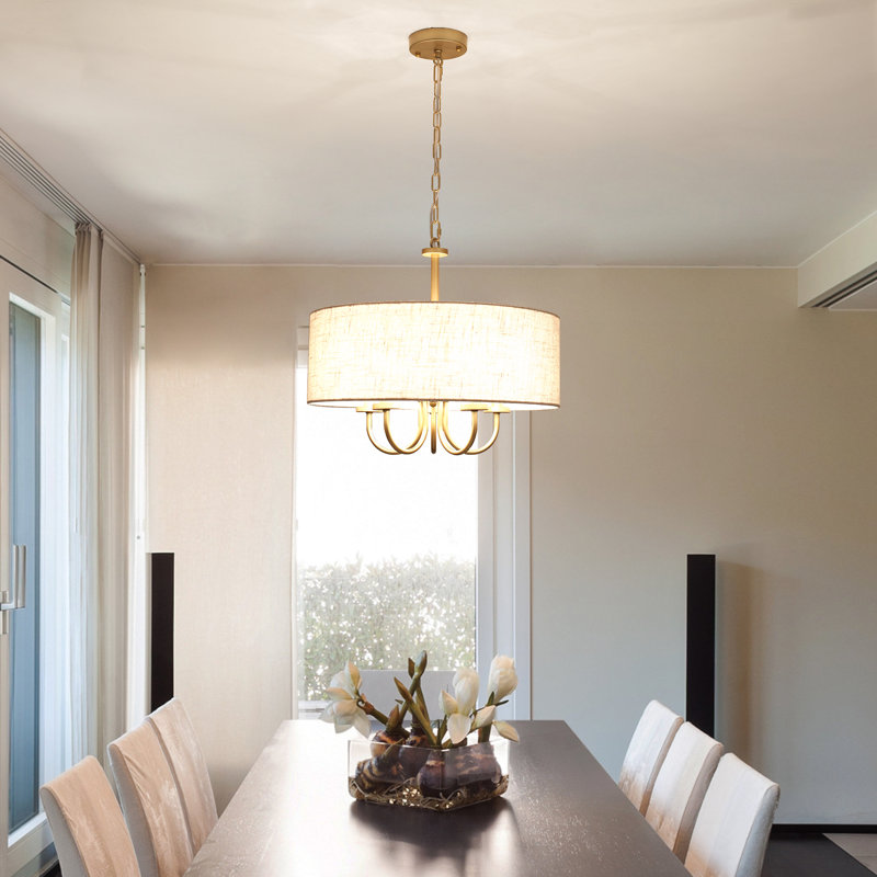 Gula 5 - Light Dimmable Drum Chandelier, Gold, Beige