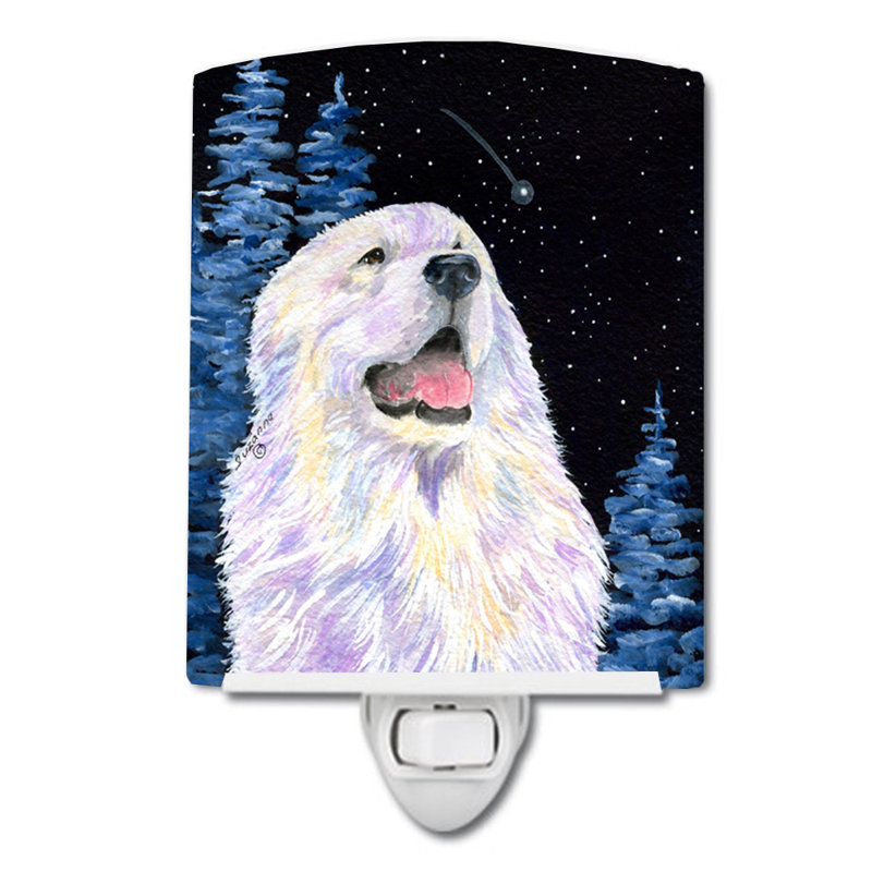 Starry Great Pyrenees Ceramic Night Light