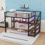 Lit mezzanine en métal avec bureau, escalier de rangement, lumières DEL et ports USB-667142655