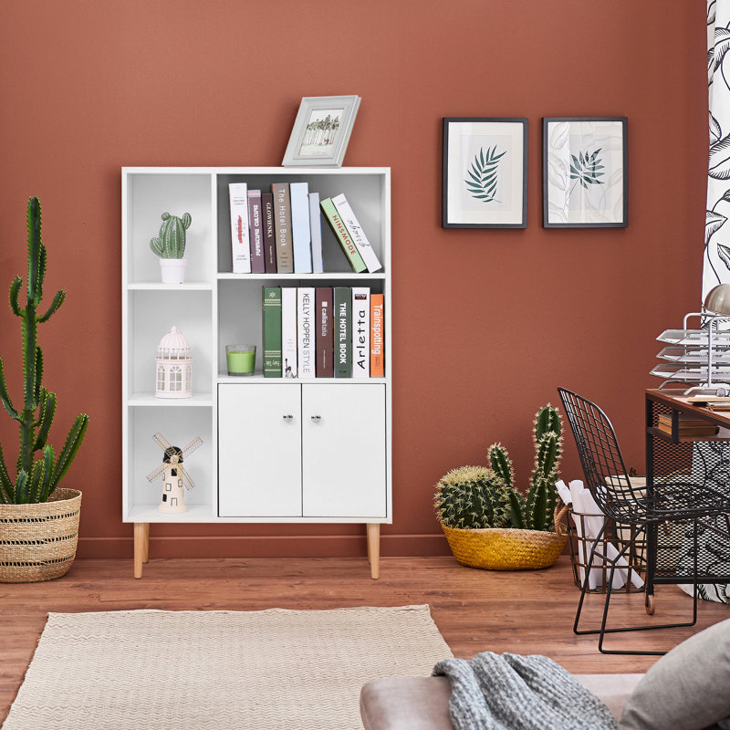 Landyn 123cm H x 80cm W Standard Bookcase, White