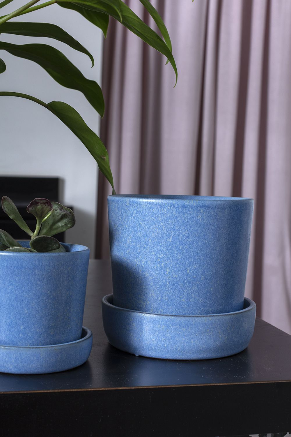 Handmade Ceramic Pot Planter, 5" H x 5.25" W x 5.25" D, Blue