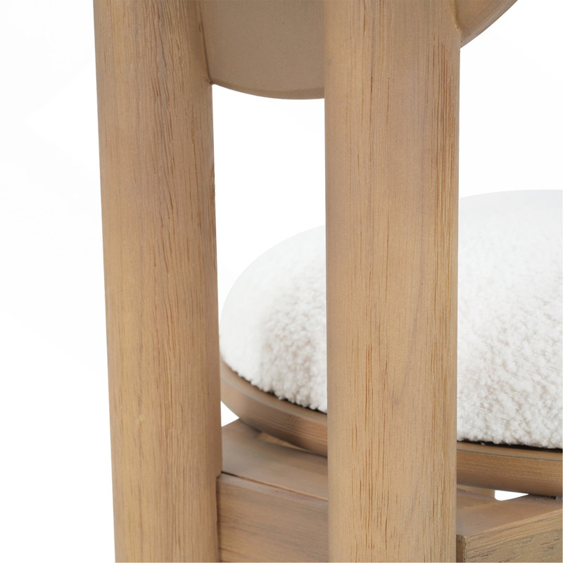 Chaise de salle à manger en polyester et tissu beige avec structure en bois (ensemble de 2) - Naturel
