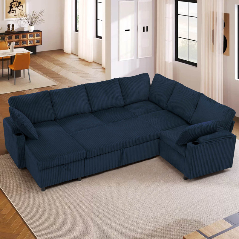 Canapé-lit modulaire Corduroy, Bleu