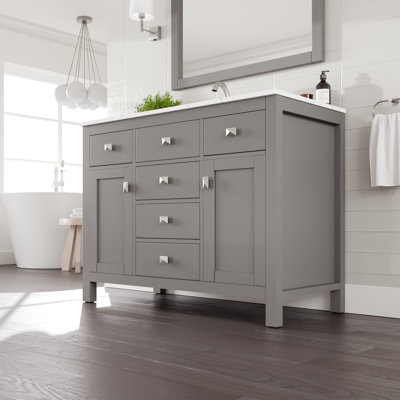 Meuble-lavabo avec comptoir en pierre d'ingénierie et lavabo encastré en porcelaine encastré Odilion l 42 po x P 22 po