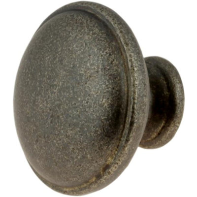 (5 Pack) 1-1/4 inch Round Heavy Knob Iron Pewter