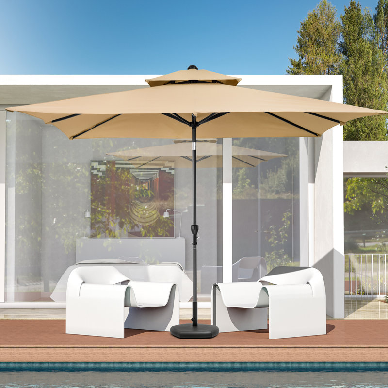 Parasol de marché rectangulaire en polyester 10 'Tilt Market, H 6,5 po x l 76,38 po x P 6,3 po, Brun clair