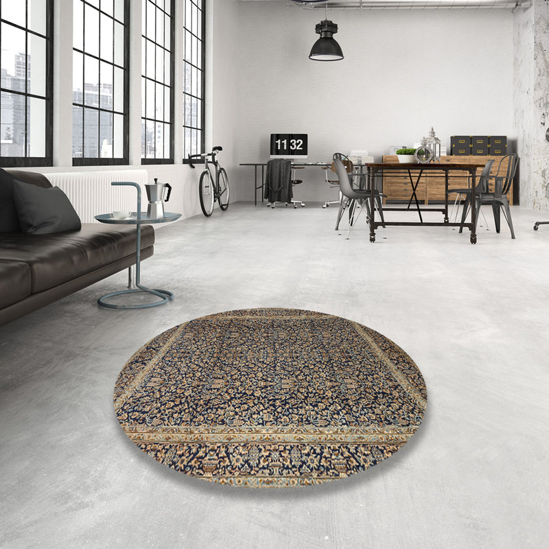 Tapis brun à motif oriental, Rond 8 pi