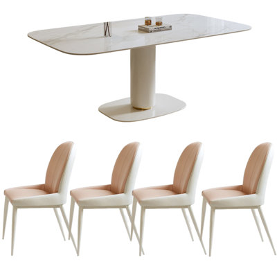 Modern Gray Vein Marble Top Dining Table