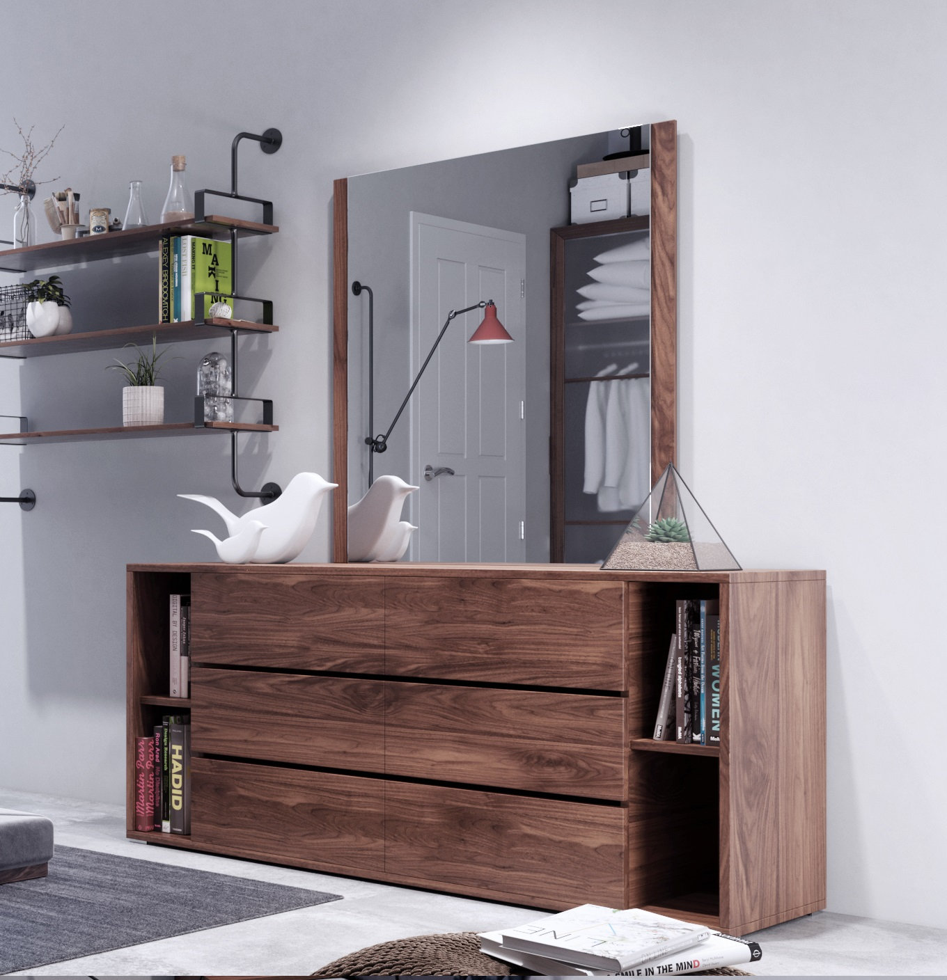 Amalie 34" Mirror, Walnut