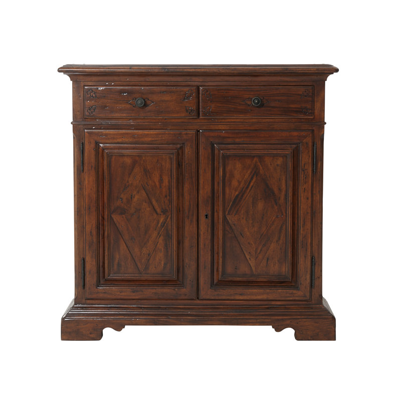 Mahogany Brown Wood Accent Cabinet with Adjustable Shelving