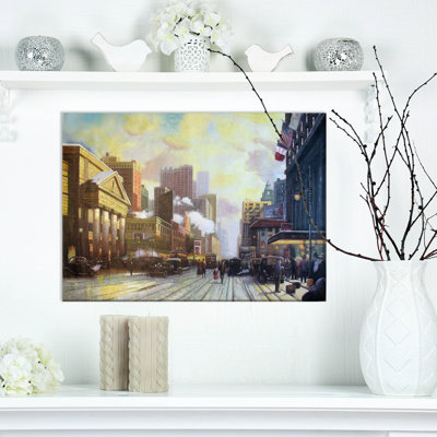 « old new york city street », reproduction sur toile tendue