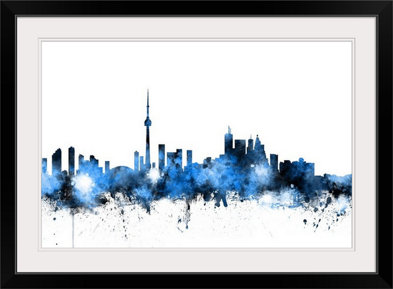«Toronto Canada Skyline» par Francy, impression, H 32 po x l 44 po x P 1 po, Cadre noir