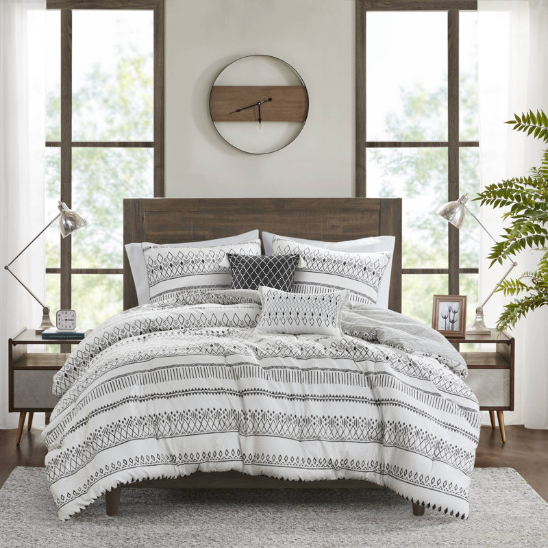 Full Gray Microfiber Reversible Comforter Set with Decorative Pillows