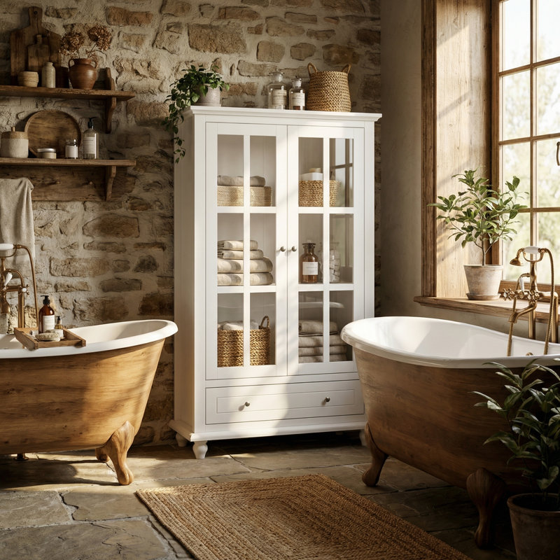 Airil Freestanding Bathroom Cabinet, Blanc