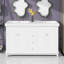 Meuble-lavabo de 60 po avec lavabo double, armoire de salle de bain moderne avec 4 portes à fermeture douce et 3 tiroirs en queue d'aronde, pieds en pin massif