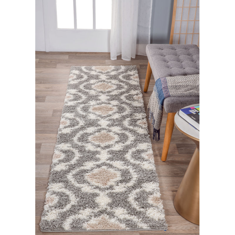 Hegwood Moroccan Dark Gray/Beige/Ivory Area Rug, Runner 2' X 10'