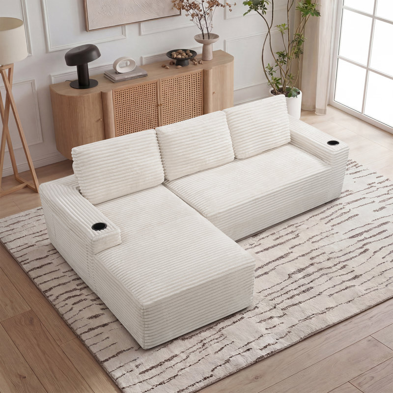 D-097 Crème blanc-L-2S, H 34,6 po x l 68 po x P 37,5 po, Orienté vers la gauche