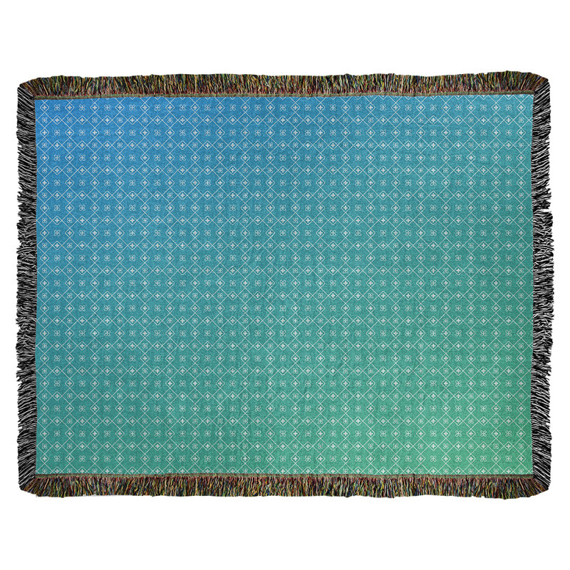 Couverture en coton tissé Katelyn Elizabeth, l 37 po x L 52 po, Vert pâle / bleu