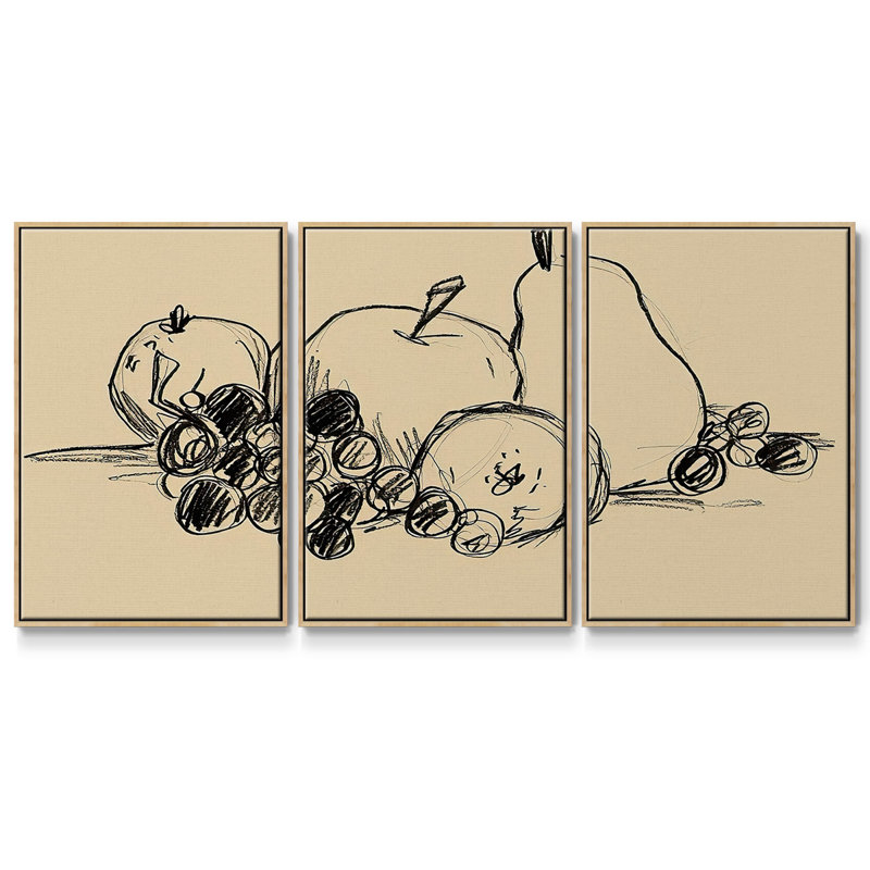 3 pièces, reproduction sur toile avec cadre flottant, H 36 po x l 75 po x P 2 po, Naturel