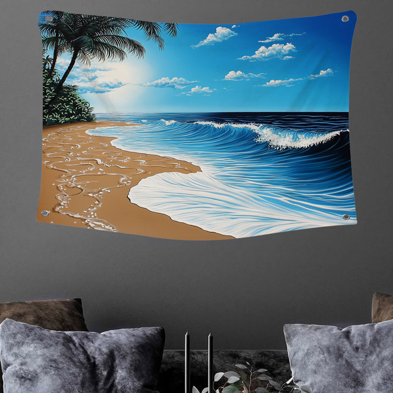 Tapisserie murale plage - décoration murale nature, H 50 po x l 60 po