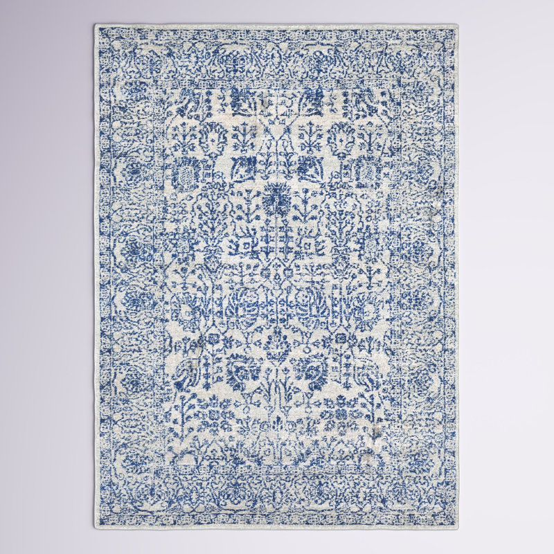 Tapis bleu foncé / gris clair Hillsby, Rectangle 2 pi x 3 pi
