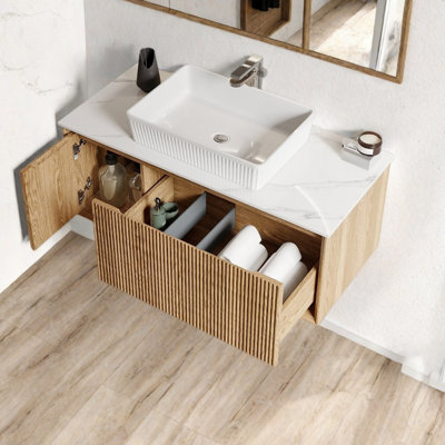 Meuble-lavabo flottant simple 36 po avec tiroir
