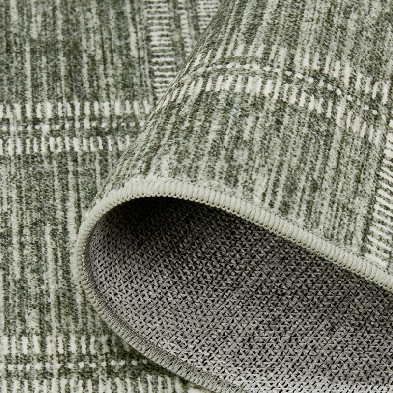Rectangle Geometric Washable Area Rug, Green, Rectangle 160 x 230 cm