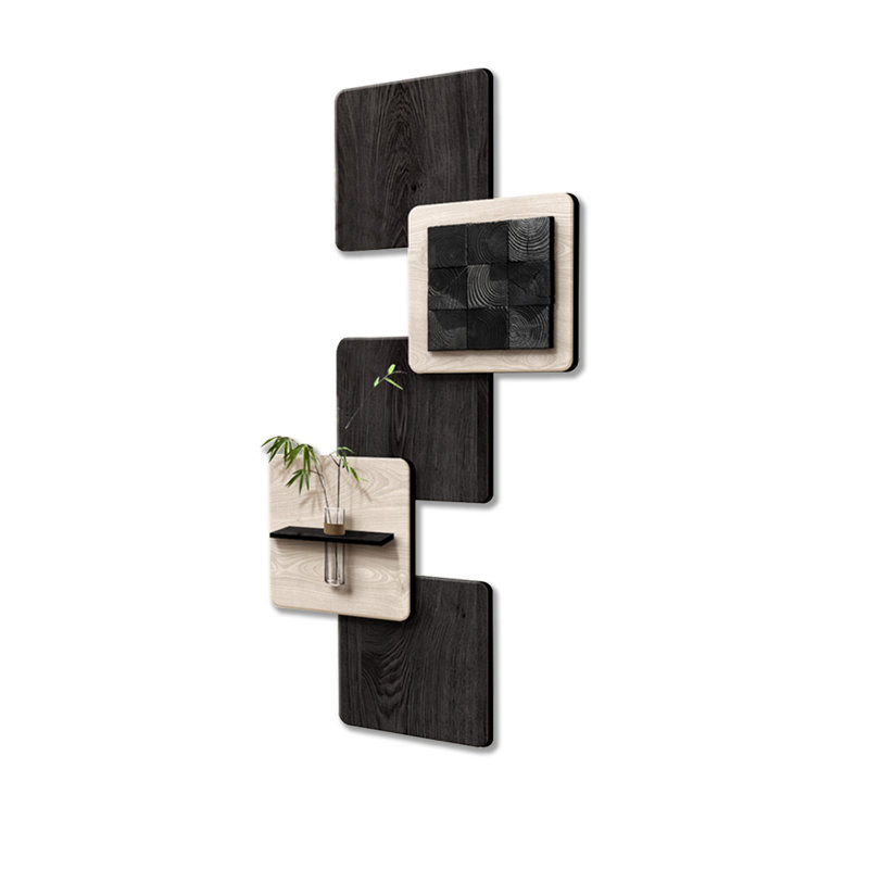 Art mural carré noir en grès, H 70,87 po x l 35,43 po x P 1,97 po, Noir