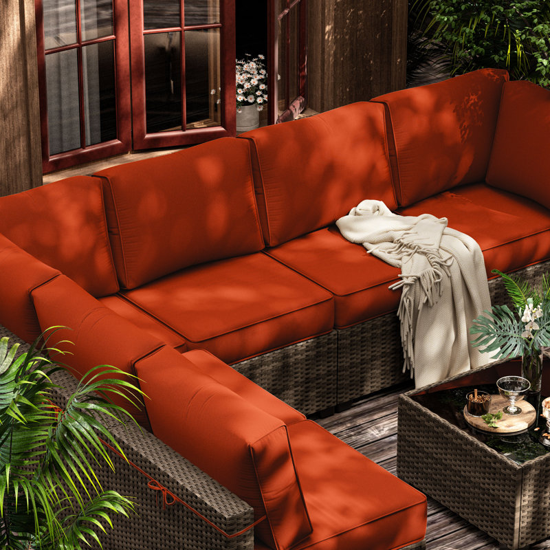 Wynee Outdoor Cushions Set 5" Outdoor Furniture Replacement Cushions Patio Furniture Cushions And Sectional Cushions, Orange