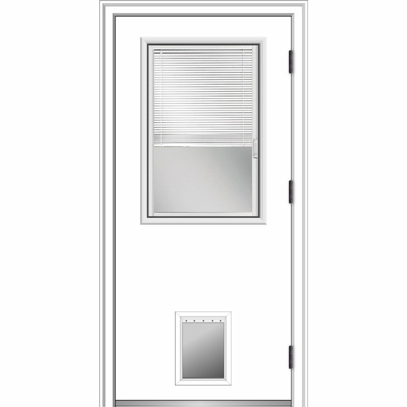 Porte d'entrée avant en fibre de verre Smooth, S'ouvre à gauche vers l'extérieur, H 80 po x l 30 po x P 1,75 po, 6,56 po