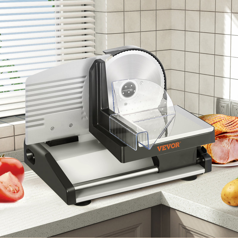 VEVOR 7.5" Silver Electric Meat Slicer with Blade Guard