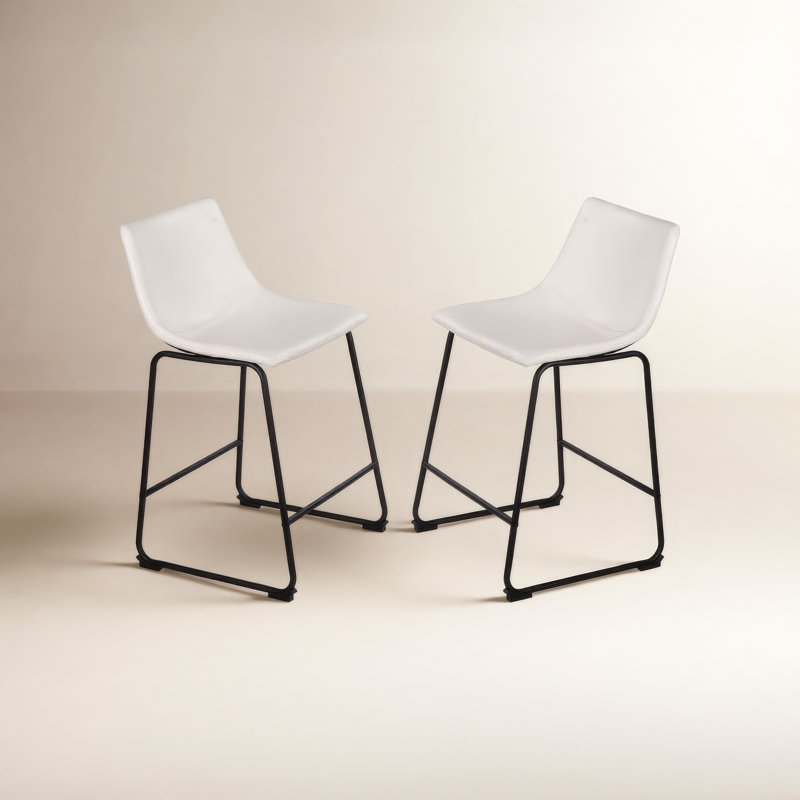 Dorielle Upholstered Counter Stool, Counter Stool (24" Seat Height), White