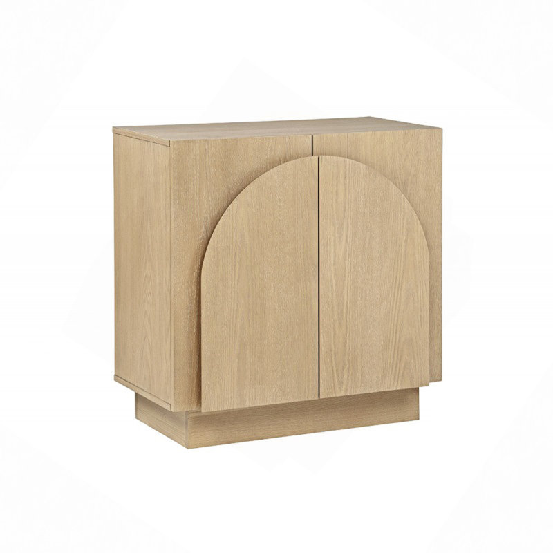 Buffet de buffet, armoire de rangement en bois de salon avec portes arquées, armoire de rangement en chêne pour la cuisine ou le salon