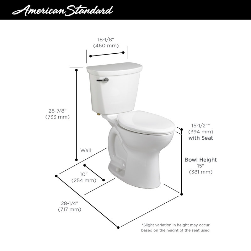 Toilette allongée deux pièces 1,6 gpf (siège non inclus) Cadet, Blanc