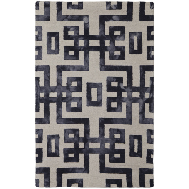 2' X 3' Ivory And Black Wool Tufted Handmade Area Rug, Rectangle 3'6" x 5'6"