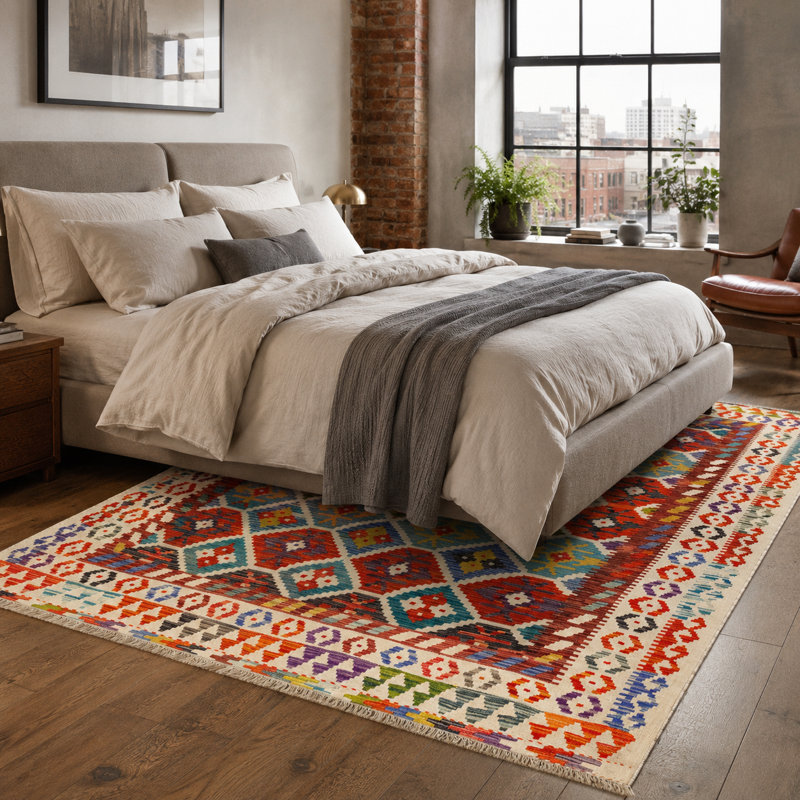 Geometric Cotton and Chenille Flatweave Area Rug, 200 x 300 cm