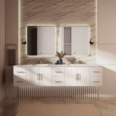 Ensemble de meuble-lavabo double mural 84 "avec miroir Geneva