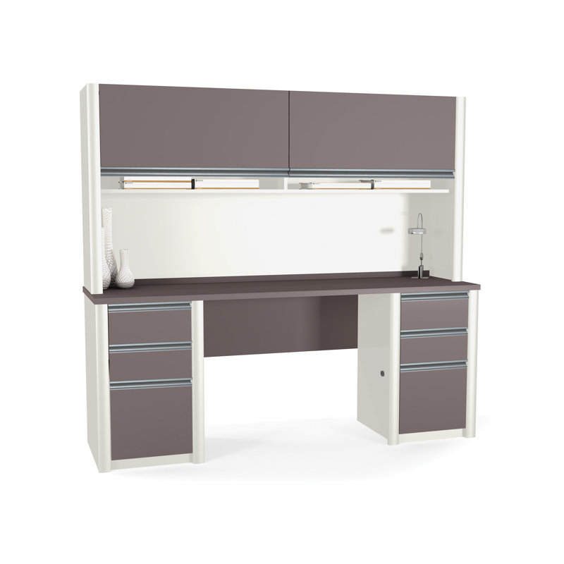 Aurea Computer Desk Office Set with Hutch, Slate & Sandstone, 1-Piece Set (Desk)